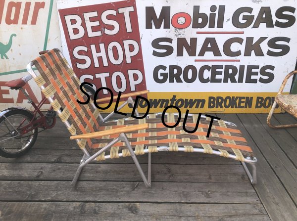 画像16: 60 Vintage Folding Long Lawn Chair (R495) (16)