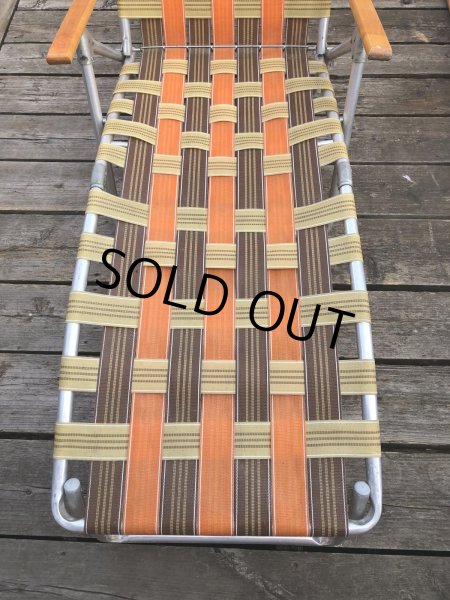 画像3: 60 Vintage Folding Long Lawn Chair (R495) (3)