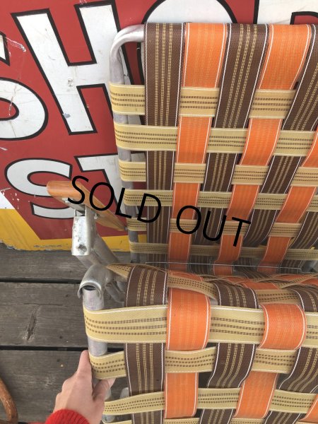 画像25: 60 Vintage Folding Long Lawn Chair (R495) (25)