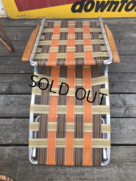 画像24: 60 Vintage Folding Long Lawn Chair (R495) (24)