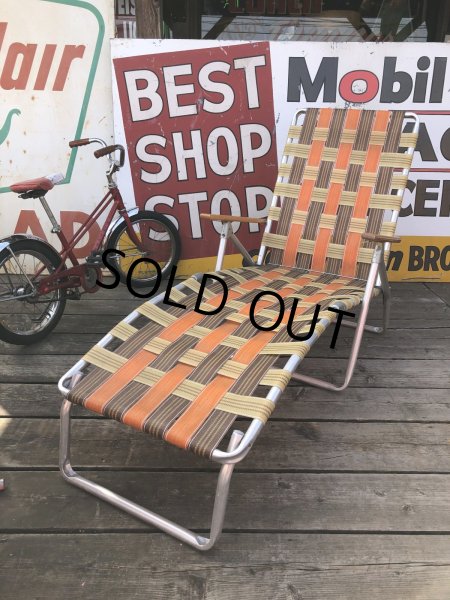 画像5: 60 Vintage Folding Long Lawn Chair (R495) (5)