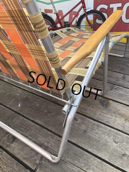 画像18: 60 Vintage Folding Long Lawn Chair (R495) (18)