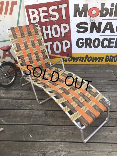 画像17: 60 Vintage Folding Long Lawn Chair (R495) (17)