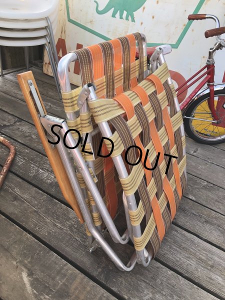 画像27: 60 Vintage Folding Long Lawn Chair (R495) (27)