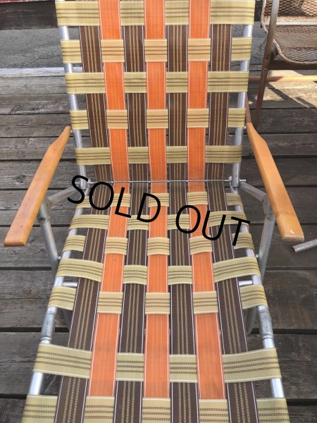 画像2: 60 Vintage Folding Long Lawn Chair (R495) (2)