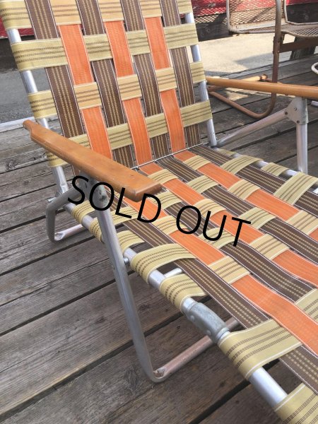 画像22: 60 Vintage Folding Long Lawn Chair (R495) (22)