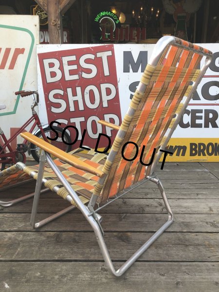 画像8: 60 Vintage Folding Long Lawn Chair (R495) (8)