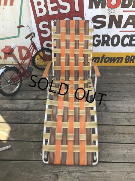 画像4: 60 Vintage Folding Long Lawn Chair (R495) (4)
