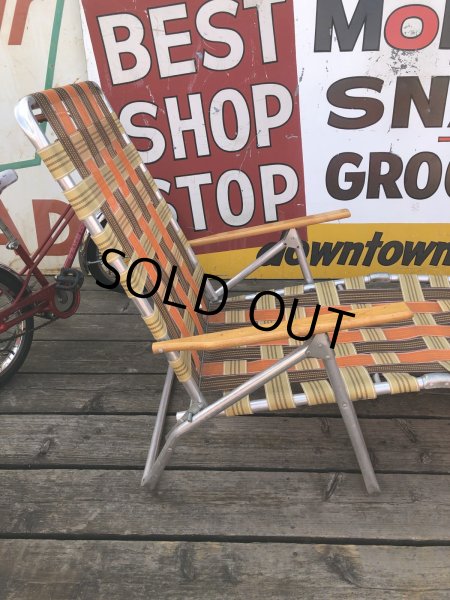 画像11: 60 Vintage Folding Long Lawn Chair (R495) (11)