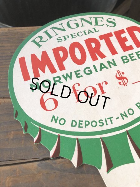 画像4: 70s Vintage Cardboard Sign Ringnes Spesial Imported Norwegian Beer (R543) (4)