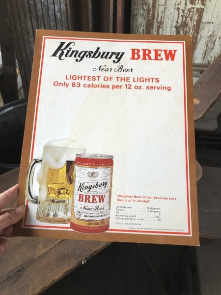 画像6: 〜80s Vintage Cardboard Sign Kingsbury Brew Near Beer (R537) (6)