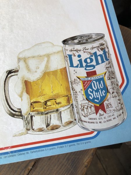 画像2: 80s Vintage Cardboard Sign HEILMAN'S Old Style Beer (R528) (2)