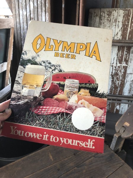 画像5: 70s〜 Vintage Cardboard Sign OLYMPIA Beer (R530) (5)