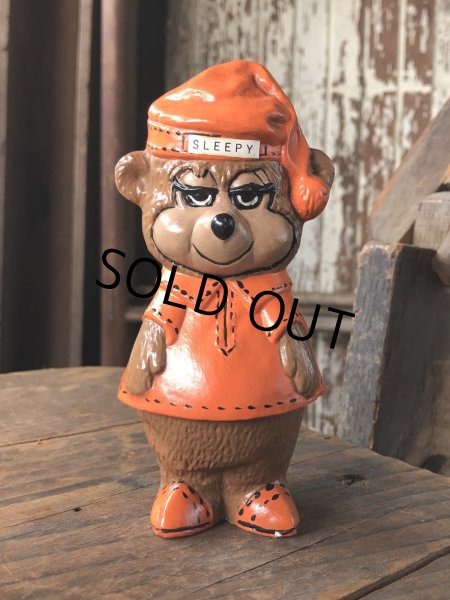 画像1: 60s〜 Vintage Travelodge Advertising Sleepy Bear Ceramic Statue (R547) (1)
