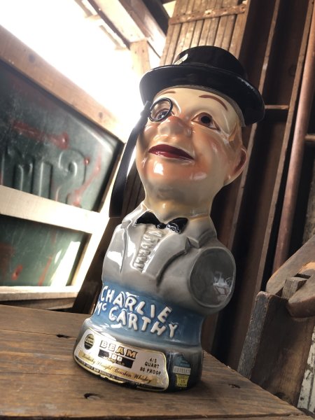 画像11: 70s Vintage Charlie McCarthy Jim Beam Advertising Decanter Bottle (R560) (11)