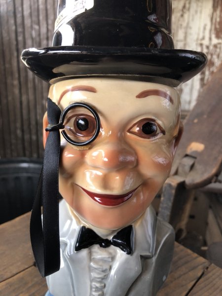 画像9: 70s Vintage Charlie McCarthy Jim Beam Advertising Decanter Bottle (R560) (9)