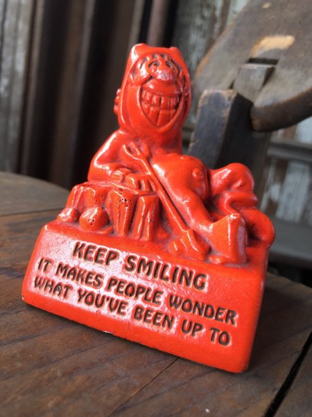 画像10: 60s Vintage Message Doll Red Devil " Keep Smiling " (R561)  (10)