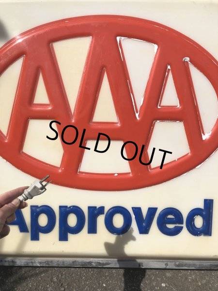 画像16: Vintage AAA Approved Advertising Store Display Lighted Sign Huge! Double-sided! (R563)  (16)