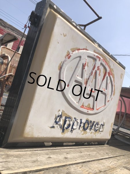 画像11: Vintage AAA Approved Advertising Store Display Lighted Sign Huge! Double-sided! (R563)  (11)