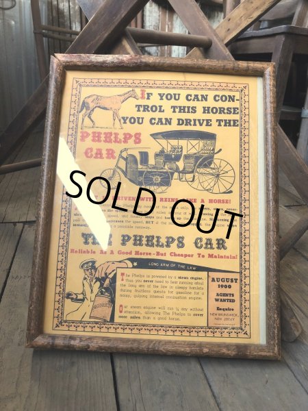 画像1: Vintage The Phelps Car Advertising W/Frame (R576) (1)