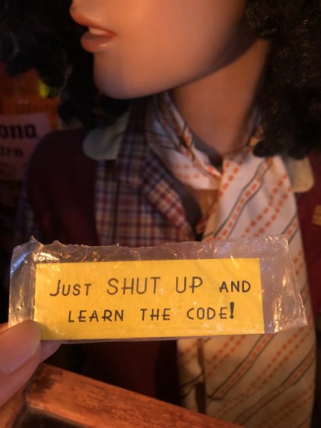 画像1: Vintage Fast Food Restaurant Employee Crew Name Tag Badge " JUST SHUT UP and ... "(R568) (1)