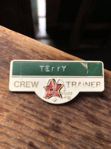 画像2: Vintage Fast Food Restaurant Employee Crew Name Tag Badge " McDonald's CREW TRAINER TerrY "(R573) (2)