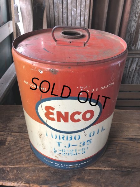 画像1: Vintage Motor Gas Oil 5 Gallon Can ENCO (R584)  (1)