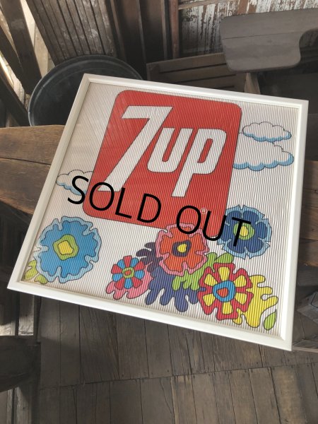 画像5: Vintage 7UP Soda Peter Max Floral Cardboard Store Sign w/Frame (R609) (5)