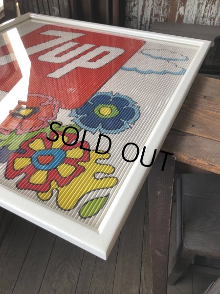 画像7: Vintage 7UP Soda Peter Max Floral Cardboard Store Sign w/Frame (R609) (7)