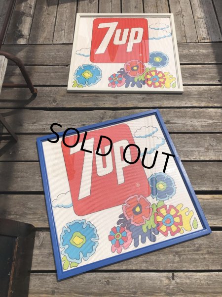 画像19: Vintage 7UP Soda Peter Max Floral Cardboard Store Sign w/Frame (R609) (19)