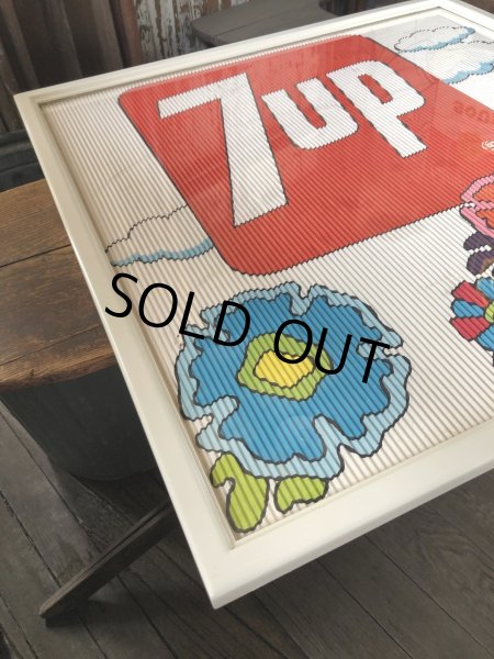 画像8: Vintage 7UP Soda Peter Max Floral Cardboard Store Sign w/Frame (R609) (8)