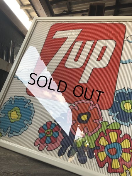 画像4: Vintage 7UP Soda Peter Max Floral Cardboard Store Sign w/Frame (R609) (4)
