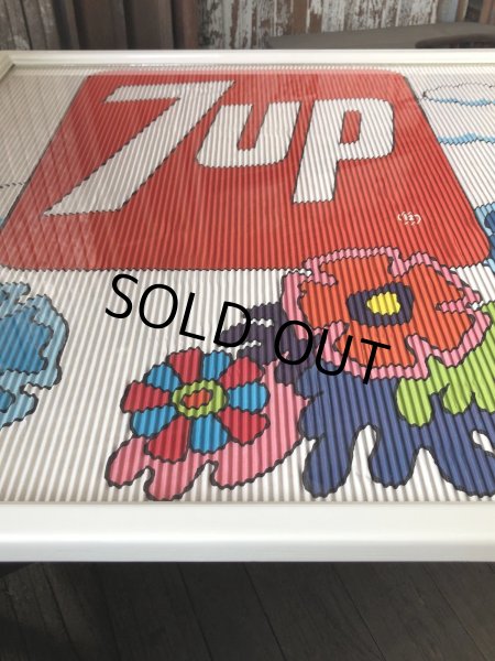 画像6: Vintage 7UP Soda Peter Max Floral Cardboard Store Sign w/Frame (R609) (6)