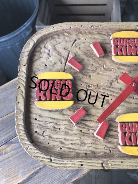 画像7: 70s Vintage BURGER KING Store Display Faux Wood Wall Clock Sign (R610) (7)