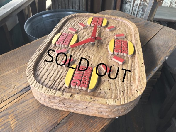 画像5: 70s Vintage BURGER KING Store Display Faux Wood Wall Clock Sign (R610) (5)