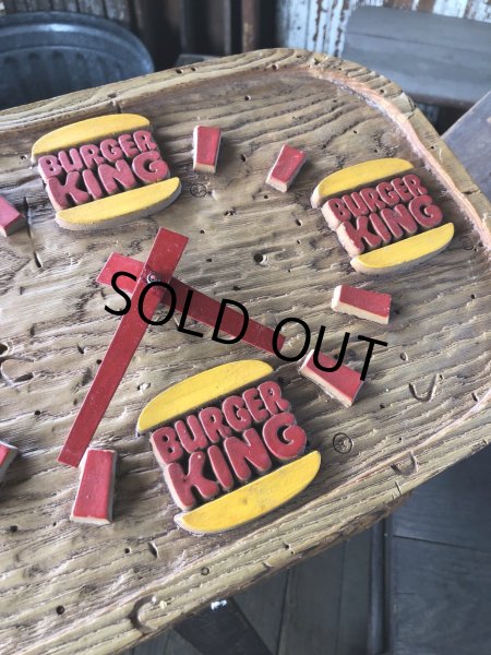 画像8: 70s Vintage BURGER KING Store Display Faux Wood Wall Clock Sign (R610) (8)