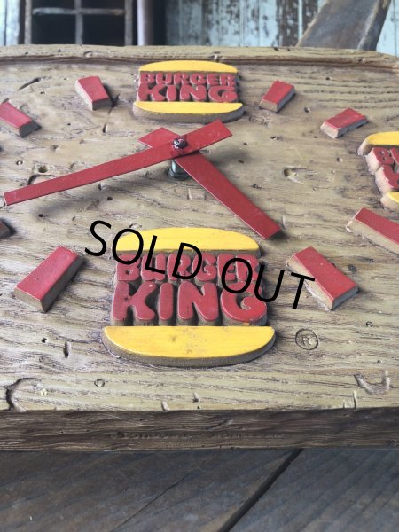 画像9: 70s Vintage BURGER KING Store Display Faux Wood Wall Clock Sign (R610) (9)