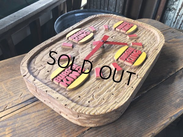 画像3: 70s Vintage BURGER KING Store Display Faux Wood Wall Clock Sign (R610) (3)