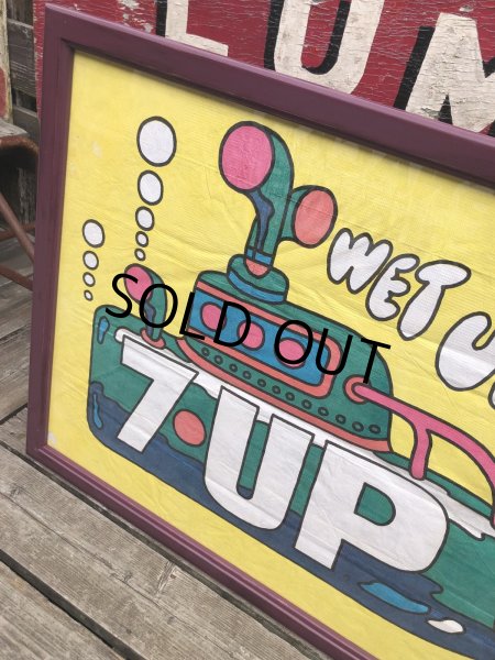 画像3: Vintage 7UP WET UN WiLD Green Bottle Submarine w/Frame 150cm x 82cm Big Size (R616) (3)