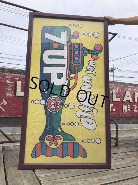 画像15: Vintage 7UP WET UN WiLD Green Bottle Submarine w/Frame 150cm x 82cm Big Size (R616) (15)