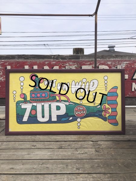画像2: Vintage 7UP WET UN WiLD Green Bottle Submarine w/Frame 150cm x 82cm Big Size (R616) (2)