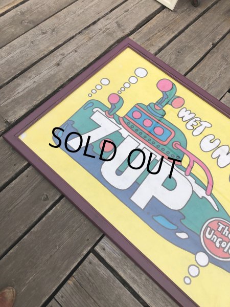 画像12: Vintage 7UP WET UN WiLD Green Bottle Submarine w/Frame 150cm x 82cm Big Size (R616) (12)