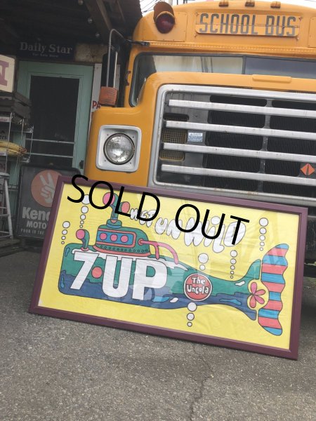 画像1: Vintage 7UP WET UN WiLD Green Bottle Submarine w/Frame 150cm x 82cm Big Size (R616) (1)
