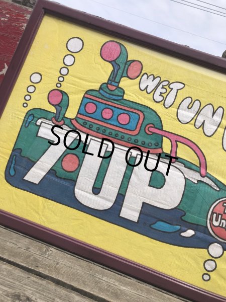 画像8: Vintage 7UP WET UN WiLD Green Bottle Submarine w/Frame 150cm x 82cm Big Size (R616) (8)