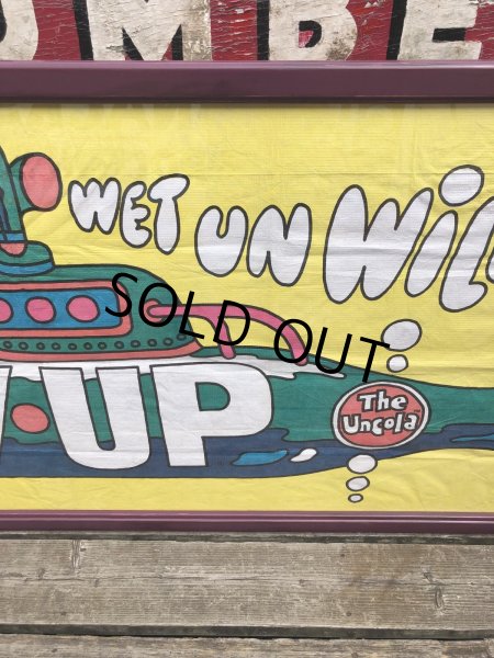 画像4: Vintage 7UP WET UN WiLD Green Bottle Submarine w/Frame 150cm x 82cm Big Size (R616) (4)