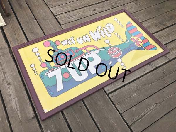 画像13: Vintage 7UP WET UN WiLD Green Bottle Submarine w/Frame 150cm x 82cm Big Size (R616) (13)