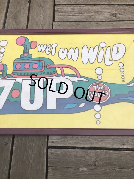 画像11: Vintage 7UP WET UN WiLD Green Bottle Submarine w/Frame 150cm x 82cm Big Size (R616) (11)