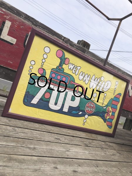 画像6: Vintage 7UP WET UN WiLD Green Bottle Submarine w/Frame 150cm x 82cm Big Size (R616) (6)