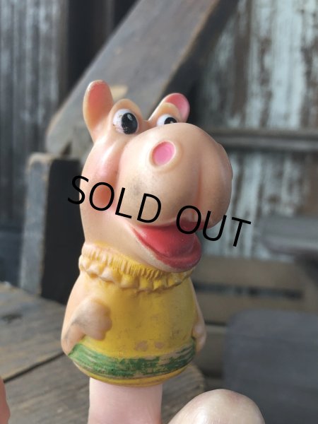 画像7: 70s Vintage Rushton NEW ZOO REVUE Henrietta the Hippo Finger Puppet (R639) (7)