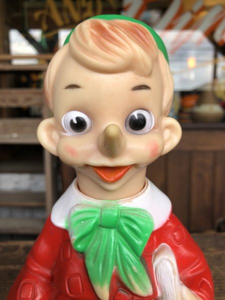 画像8: 60s〜 Vintage Ledraplastic Ledra Disney Pinocchio Squeak Rubber Toy 23cm (R669) (8)